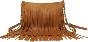 Solene Fringe Crossbody Shoulder Bag with Strap, Tassel Messenger bag, Country Style Western Fringe Purse for Women