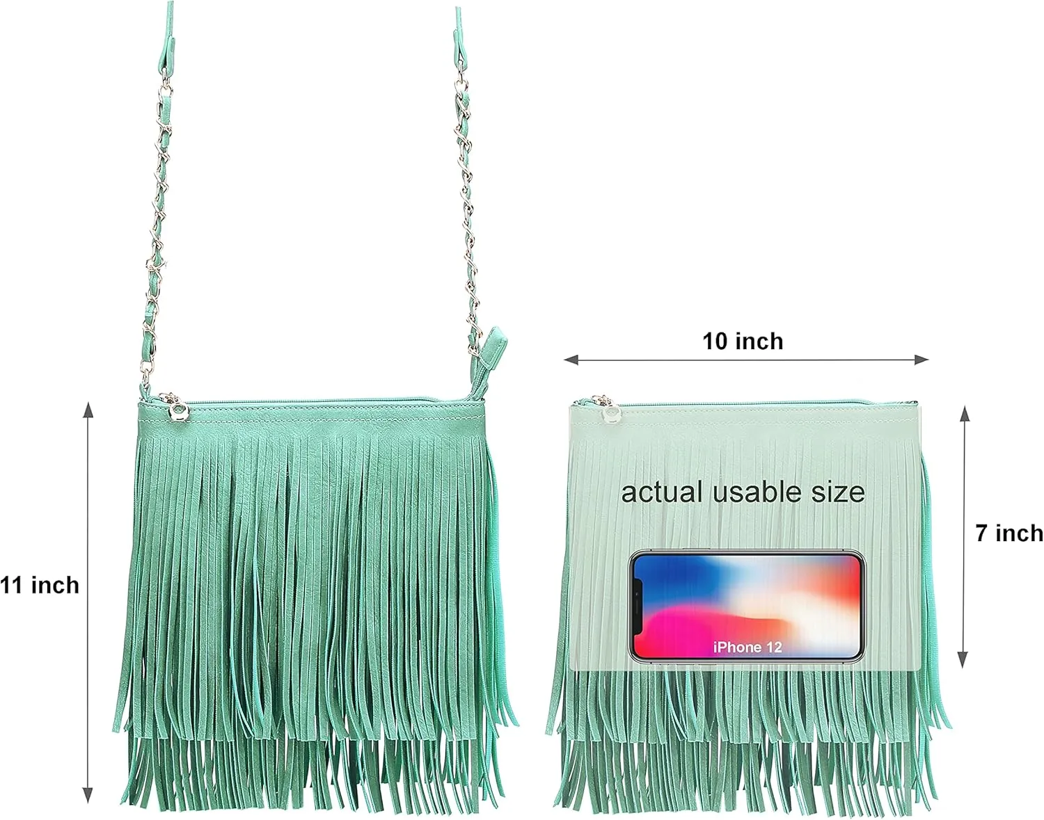 Solene Fringe Crossbody Shoulder Bag with Strap, Tassel Messenger bag, Country Style Western Fringe Purse for Women