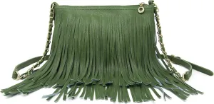 Solene Fringe Crossbody Shoulder Bag with Strap, Tassel Messenger bag, Country Style Western Fringe Purse for Women