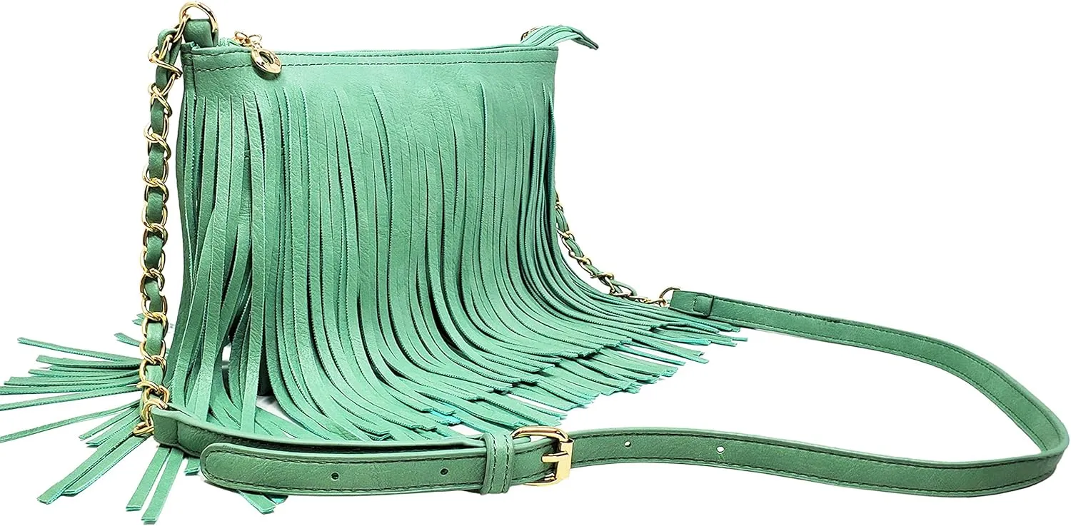 Solene Fringe Crossbody Shoulder Bag with Strap, Tassel Messenger bag, Country Style Western Fringe Purse for Women