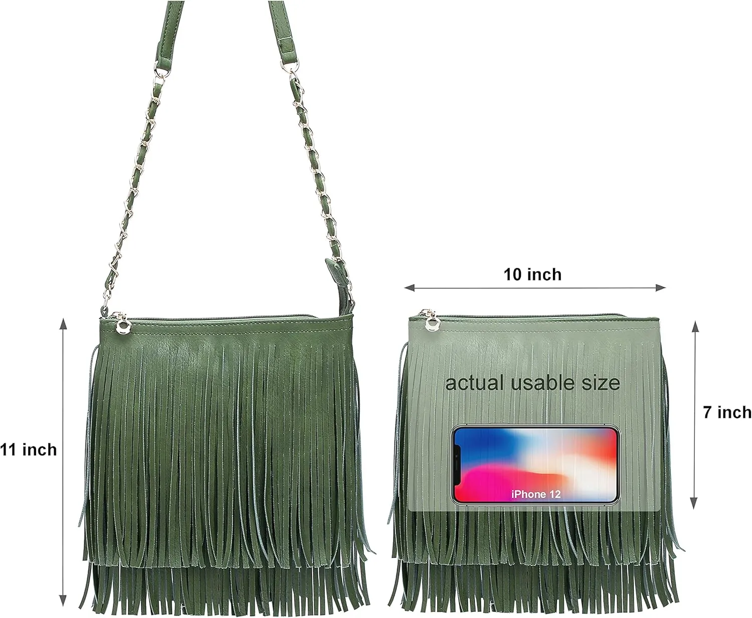 Solene Fringe Crossbody Shoulder Bag with Strap, Tassel Messenger bag, Country Style Western Fringe Purse for Women