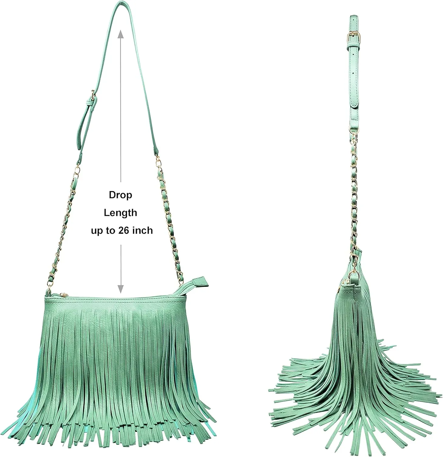 Solene Fringe Crossbody Shoulder Bag with Strap, Tassel Messenger bag, Country Style Western Fringe Purse for Women