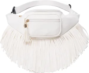 Solene Fringe Waist bag for women with Multi Zipper Pockets