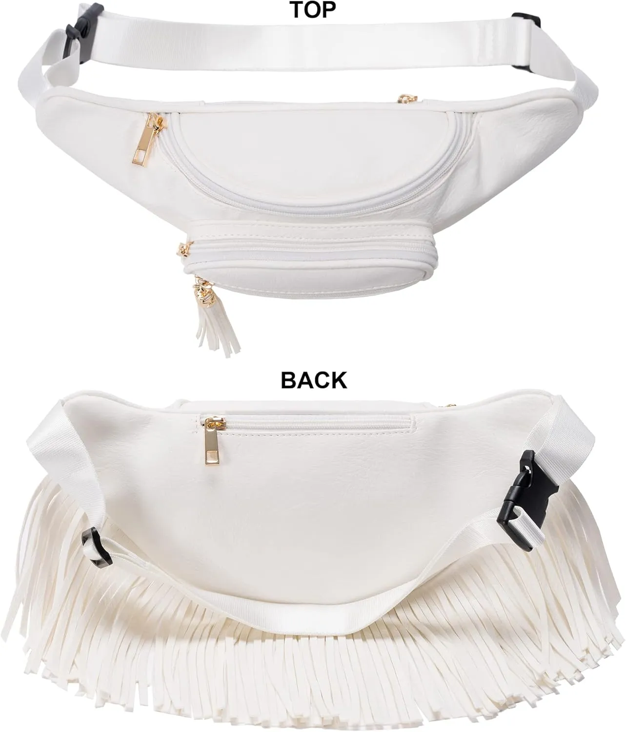 Solene Fringe Waist bag for women with Multi Zipper Pockets
