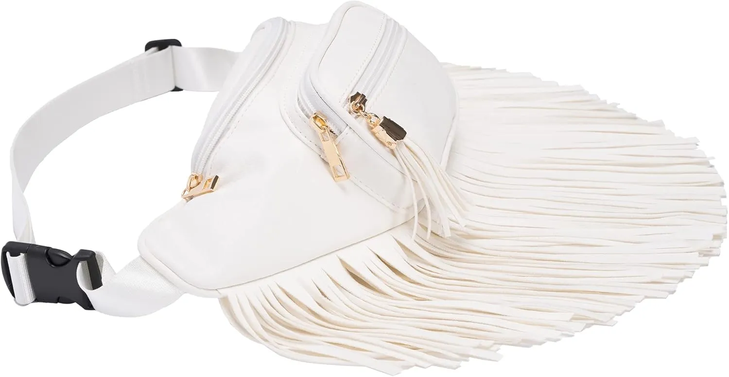 Solene Fringe Waist bag for women with Multi Zipper Pockets