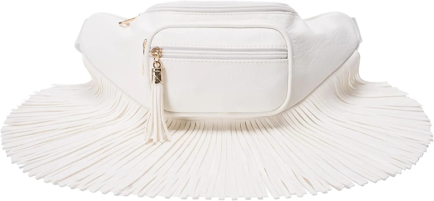 Solene Fringe Waist bag for women with Multi Zipper Pockets