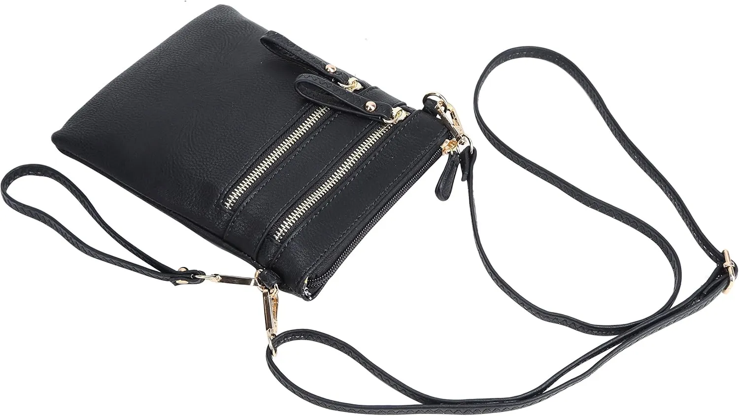 Solene Small Crossbody Bag for Women, Multi Zip Pockets with Detachable Wristlet, Lightweight Travel Purse, Cell Phone Pouch