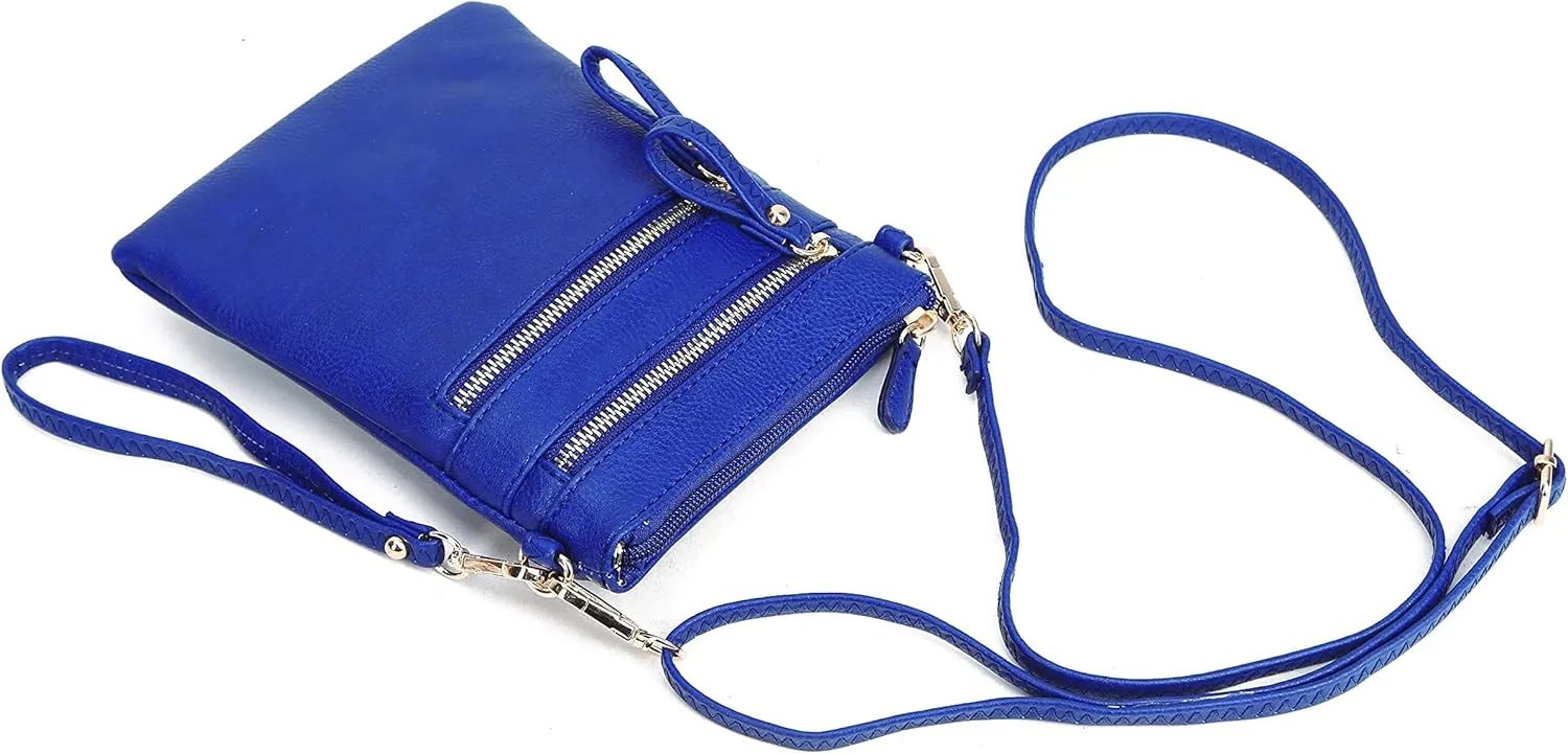 Solene Small Crossbody Bag for Women, Multi Zip Pockets with Detachable Wristlet, Lightweight Travel Purse, Cell Phone Pouch