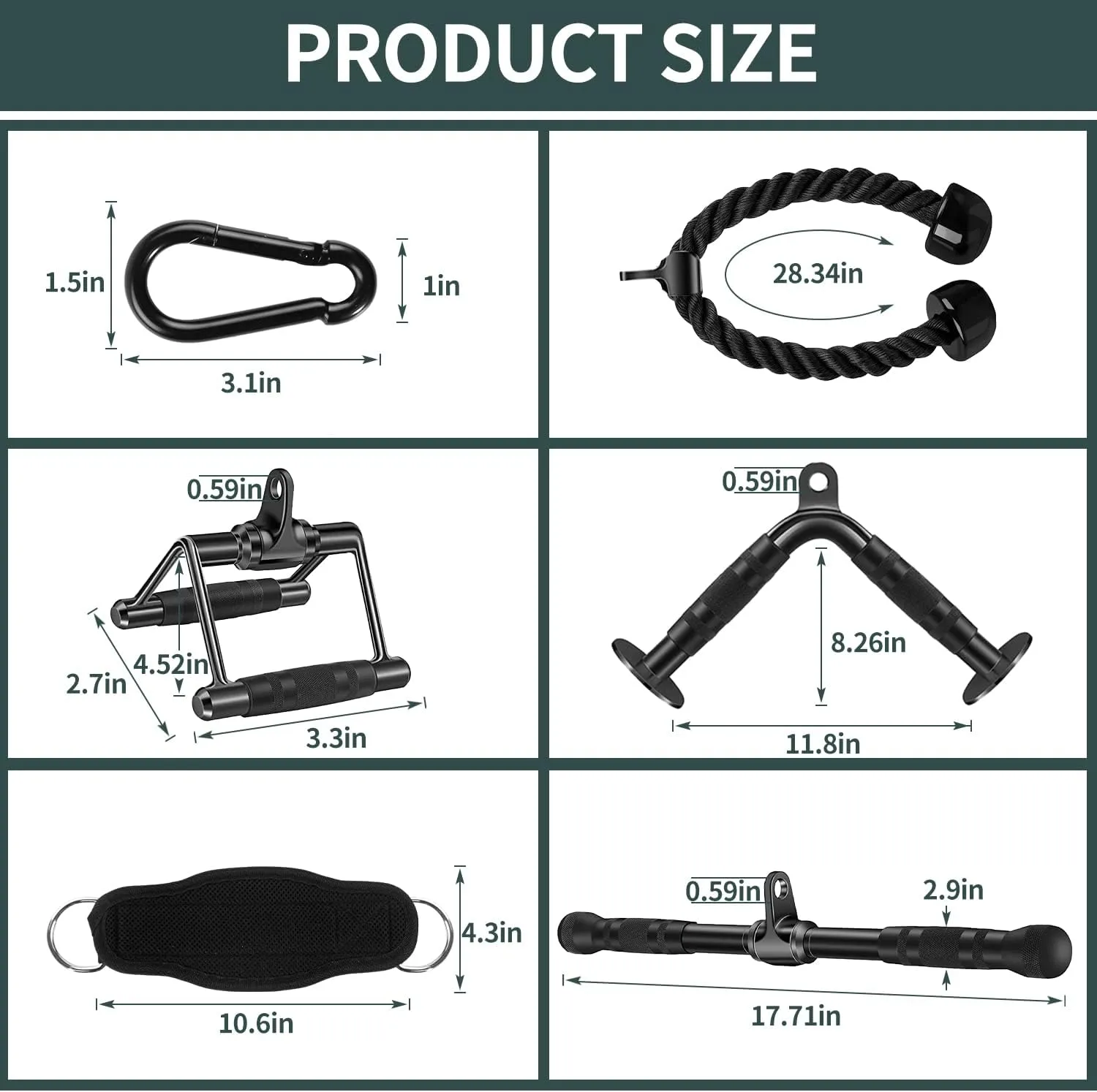 Solid Steel Cable Machine Accessories for Home Gym, Triceps Pull Down Attachment, Cable Attachments for Gym, LAT Pull Down Attachment Weight Fitness