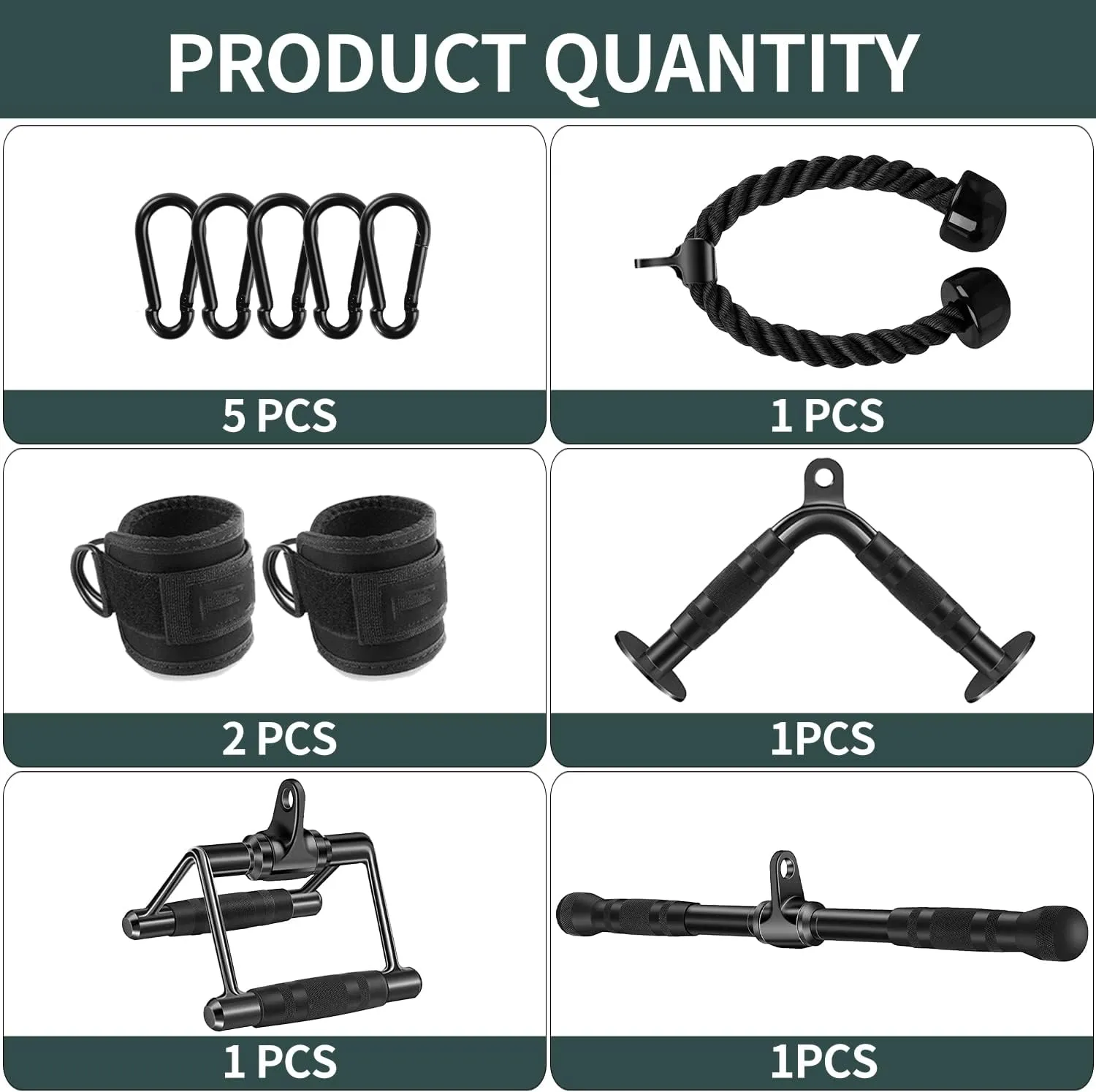 Solid Steel Cable Machine Accessories for Home Gym, Triceps Pull Down Attachment, Cable Attachments for Gym, LAT Pull Down Attachment Weight Fitness