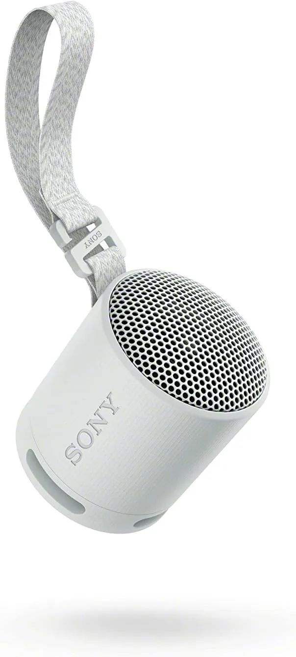 Sony SRS-XB100 Wireless Bluetooth Portable Lightweight Super-Compact Travel Speaker, Durable IP67 Waterproof & Dustproof Shower Speaker, 16 Hr Battery, Versatile Strap, Hands-free Calling, Light Gray