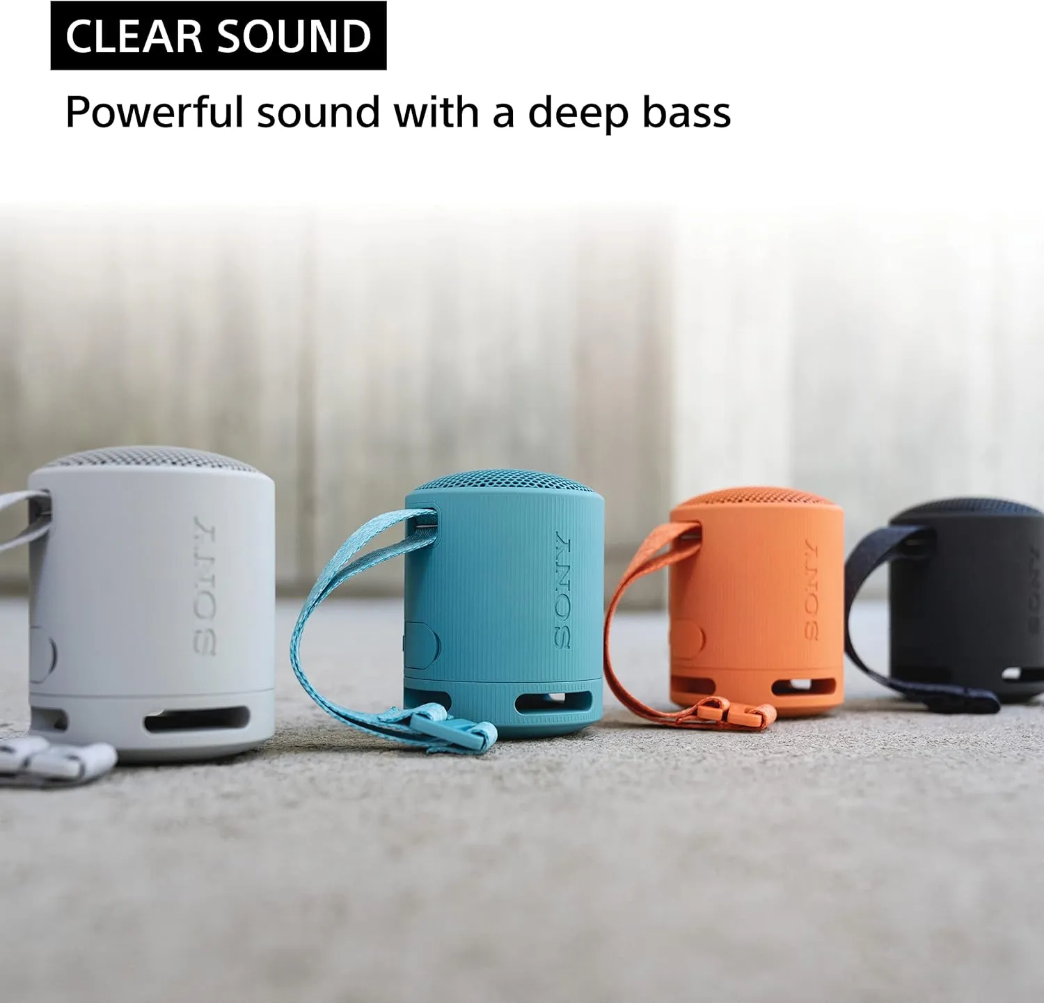 Sony SRS-XB100 Wireless Bluetooth Portable Lightweight Super-Compact Travel Speaker, Durable IP67 Waterproof & Dustproof Shower Speaker, 16 Hr Battery, Versatile Strap, Hands-free Calling, Light Gray
