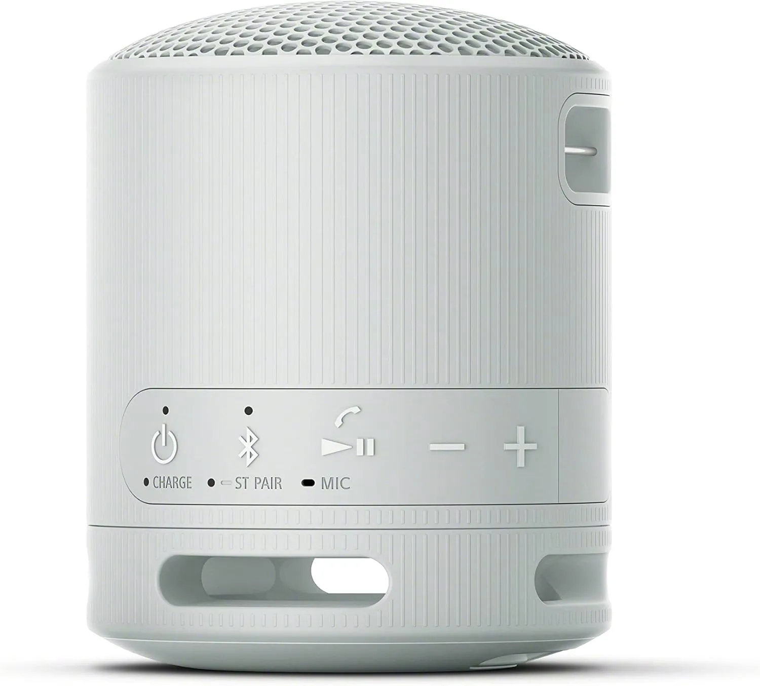 Sony SRS-XB100 Wireless Bluetooth Portable Lightweight Super-Compact Travel Speaker, Durable IP67 Waterproof & Dustproof Shower Speaker, 16 Hr Battery, Versatile Strap, Hands-free Calling, Light Gray
