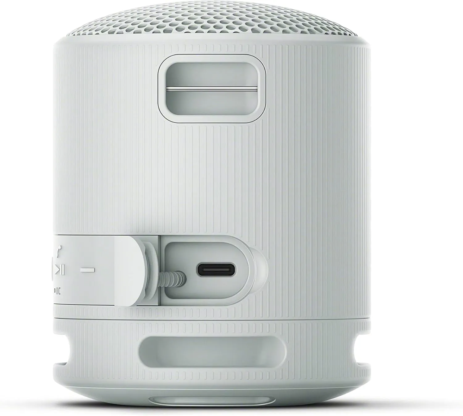 Sony SRS-XB100 Wireless Bluetooth Portable Lightweight Super-Compact Travel Speaker, Durable IP67 Waterproof & Dustproof Shower Speaker, 16 Hr Battery, Versatile Strap, Hands-free Calling, Light Gray