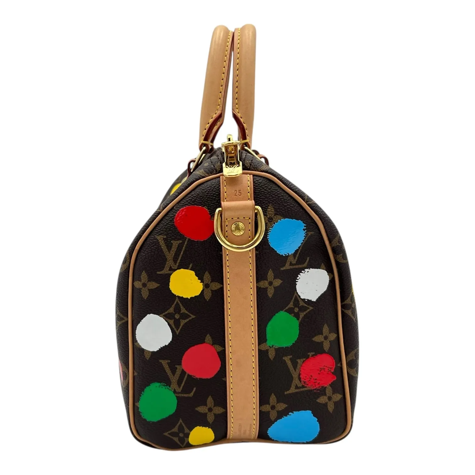 Speedy Bandouliere 25 Brown Top Handle Bag in Monogram Coated Canvas, Gold hardware