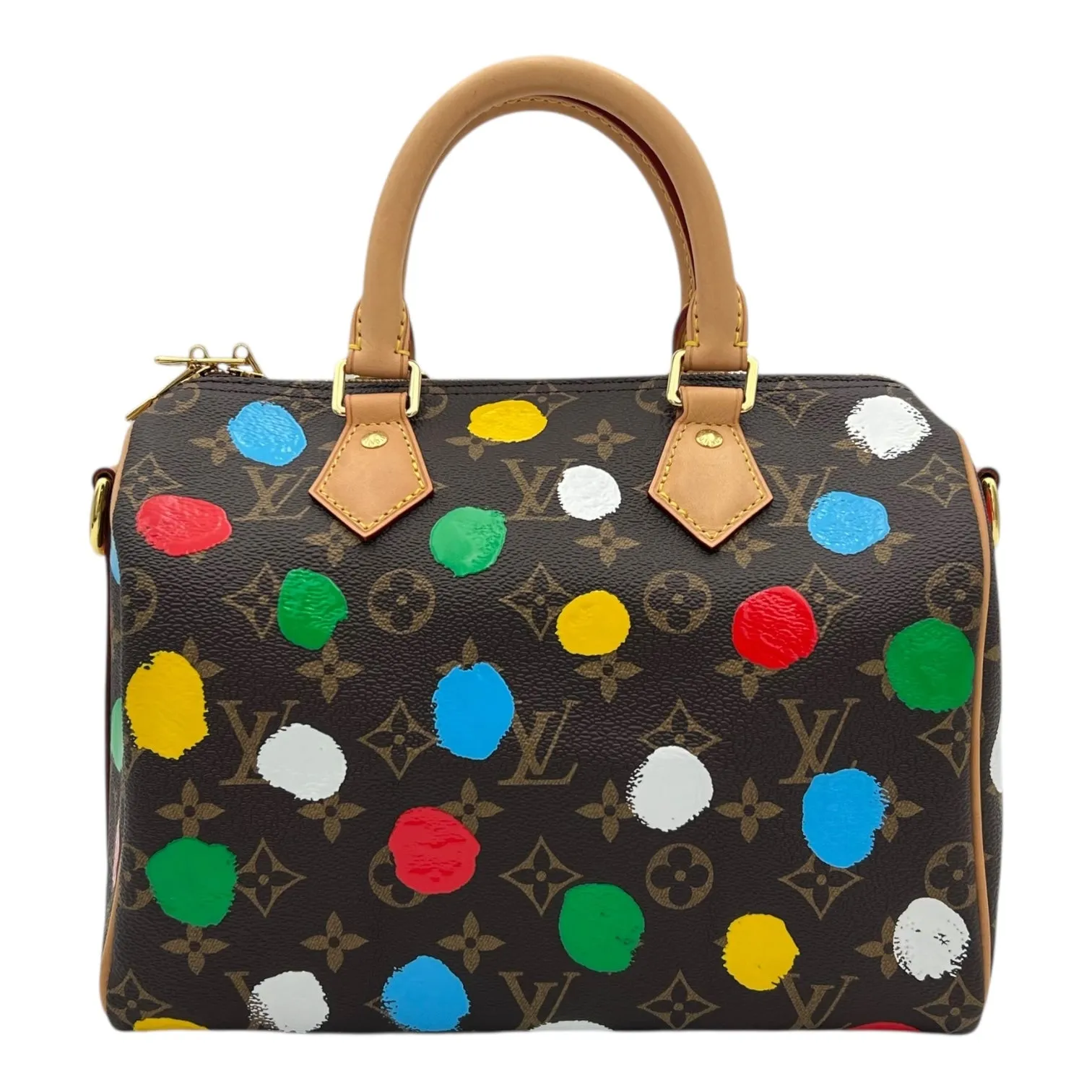 Speedy Bandouliere 25 Brown Top Handle Bag in Monogram Coated Canvas, Gold hardware