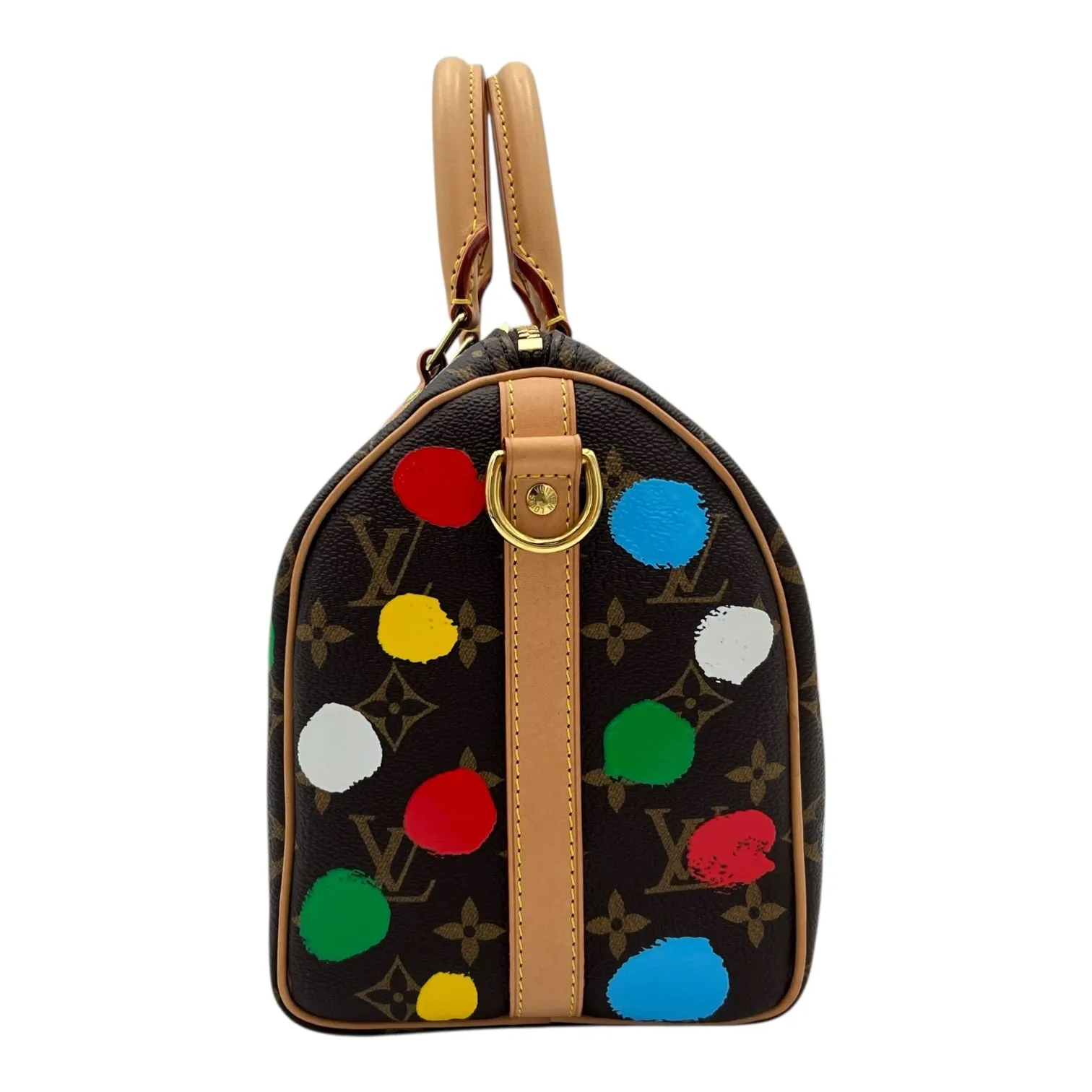 Speedy Bandouliere 25 Brown Top Handle Bag in Monogram Coated Canvas, Gold hardware