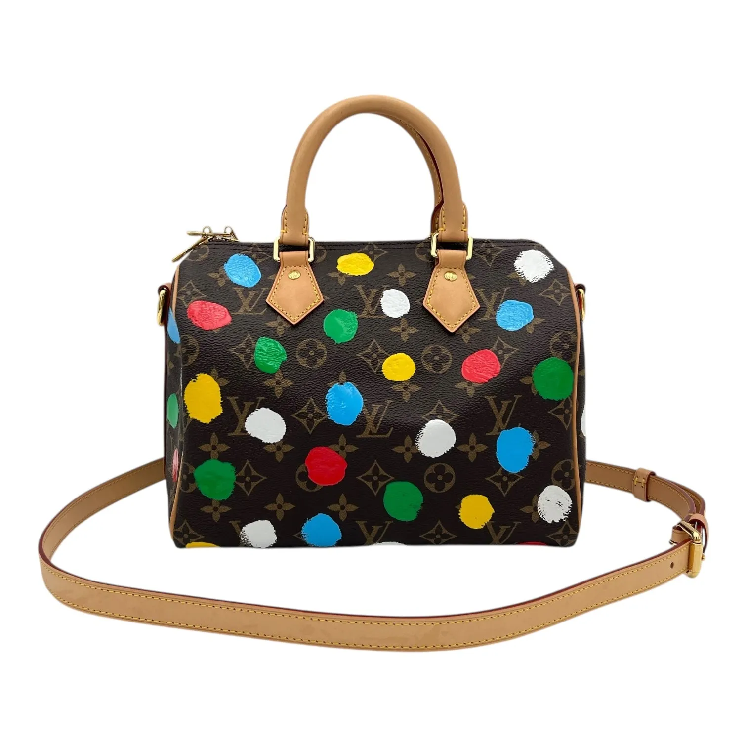 Speedy Bandouliere 25 Brown Top Handle Bag in Monogram Coated Canvas, Gold hardware