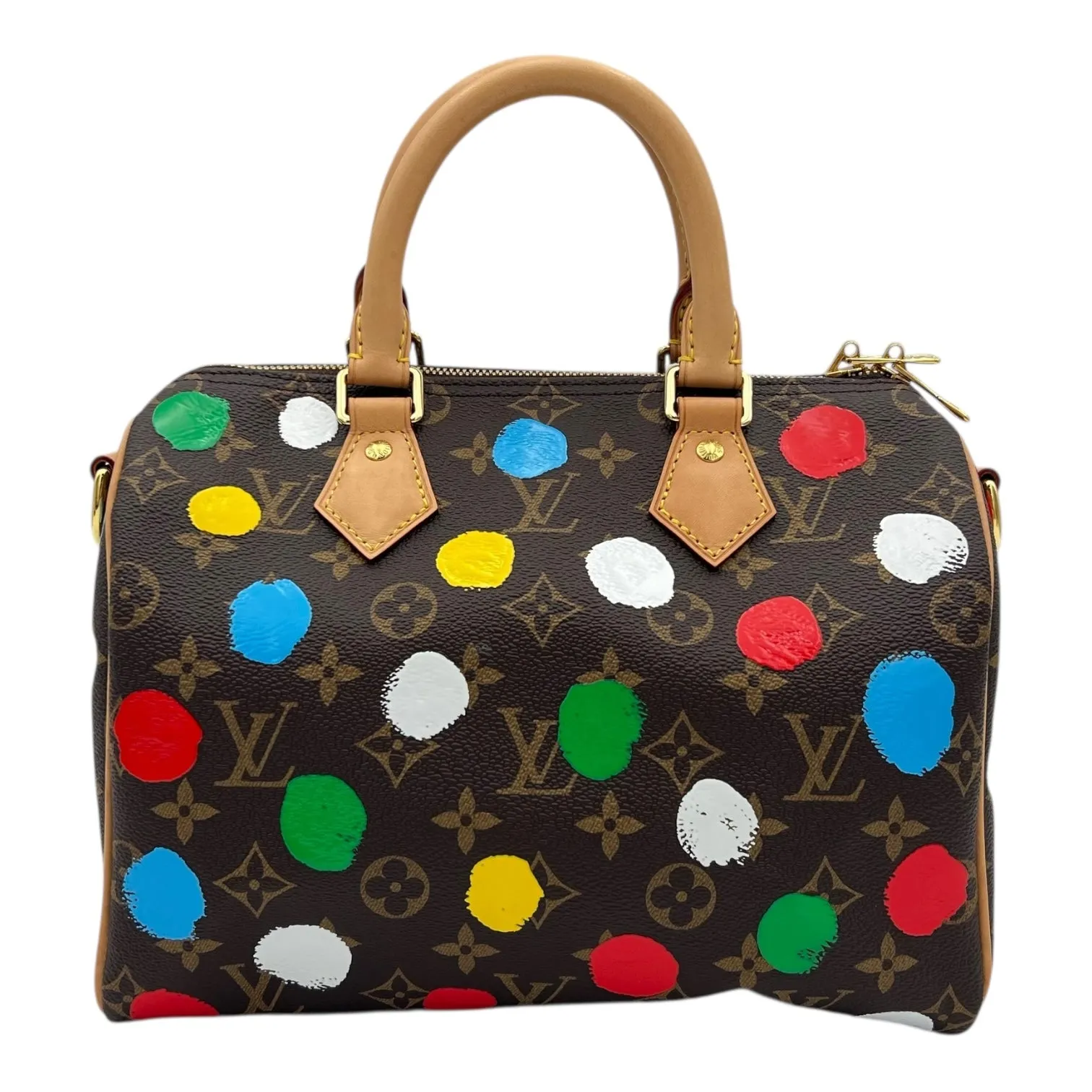 Speedy Bandouliere 25 Brown Top Handle Bag in Monogram Coated Canvas, Gold hardware