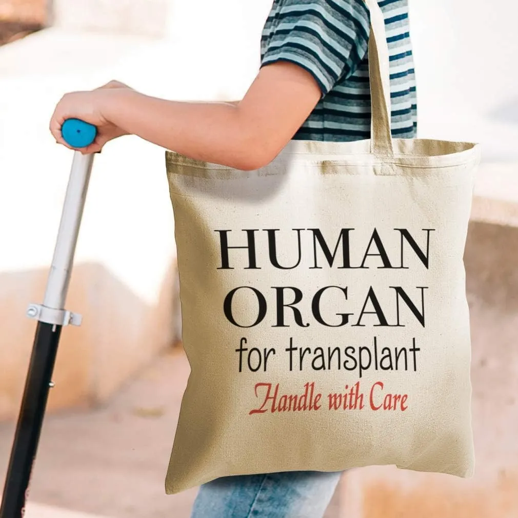 Speedy Pros Canvas Tote Bag for Women Human Organ Transplant Handle with Care Funny Humor Beach Bags for Women
