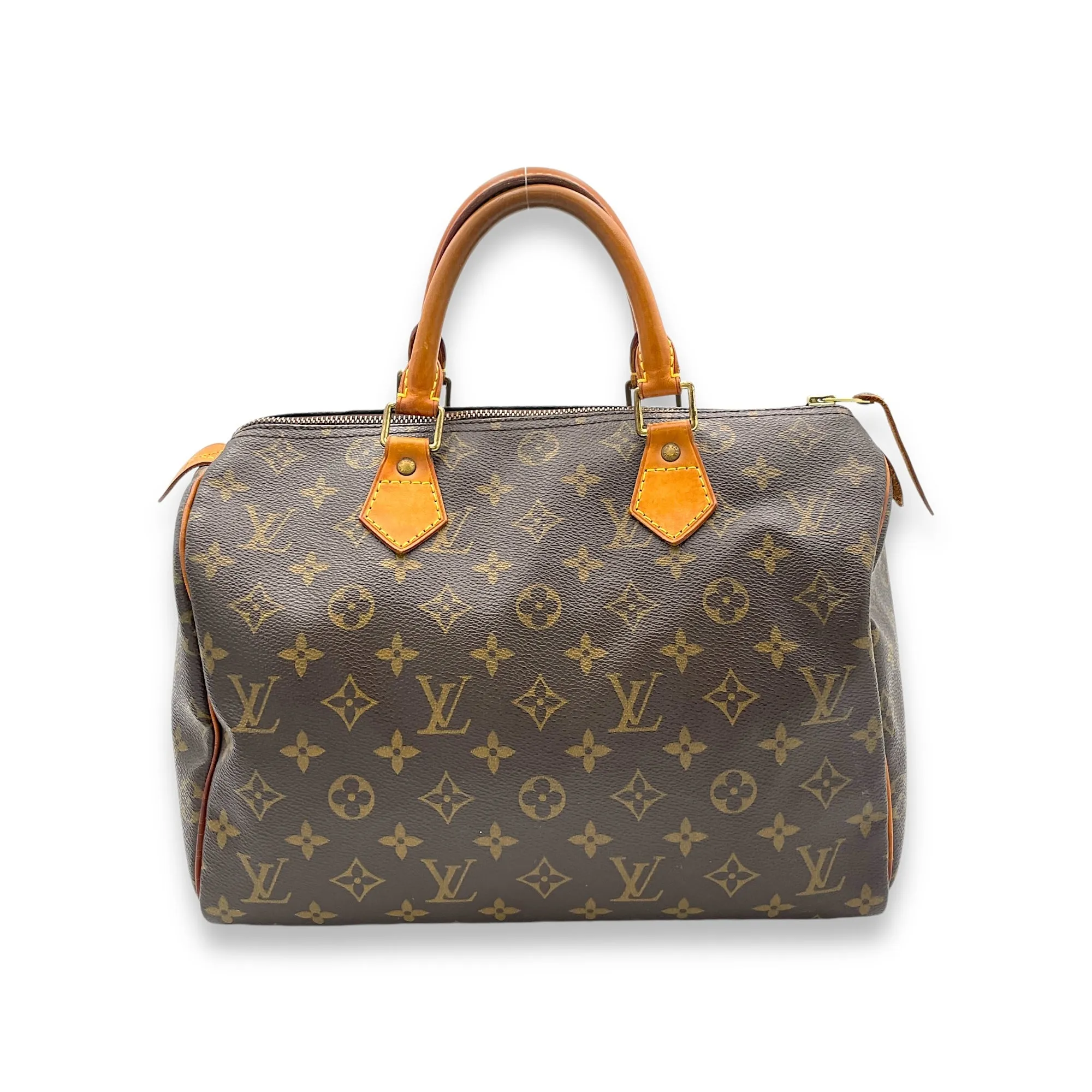 Speedy Top Handle Bag 30 Brown in Monogram Coated Canvas, Gold hardware