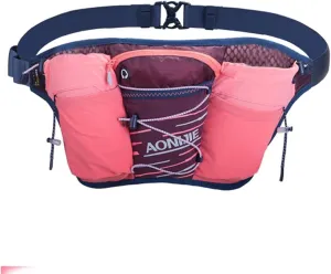Sports Fanny Pack Hydration Running Belt with Water Bottle Holder,Multi-pocket Water Resistant Waist Bag with Headphone Hole for Travelling Hiking Cycling(Not Include Water Bottle)
