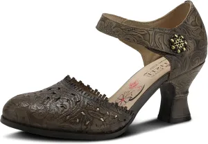 Spring Step L'Artiste Visionary Pump Shoes for Women | French Inspired Hand Painted Leather D'Orsay High Heels for Women with Ankle Strap