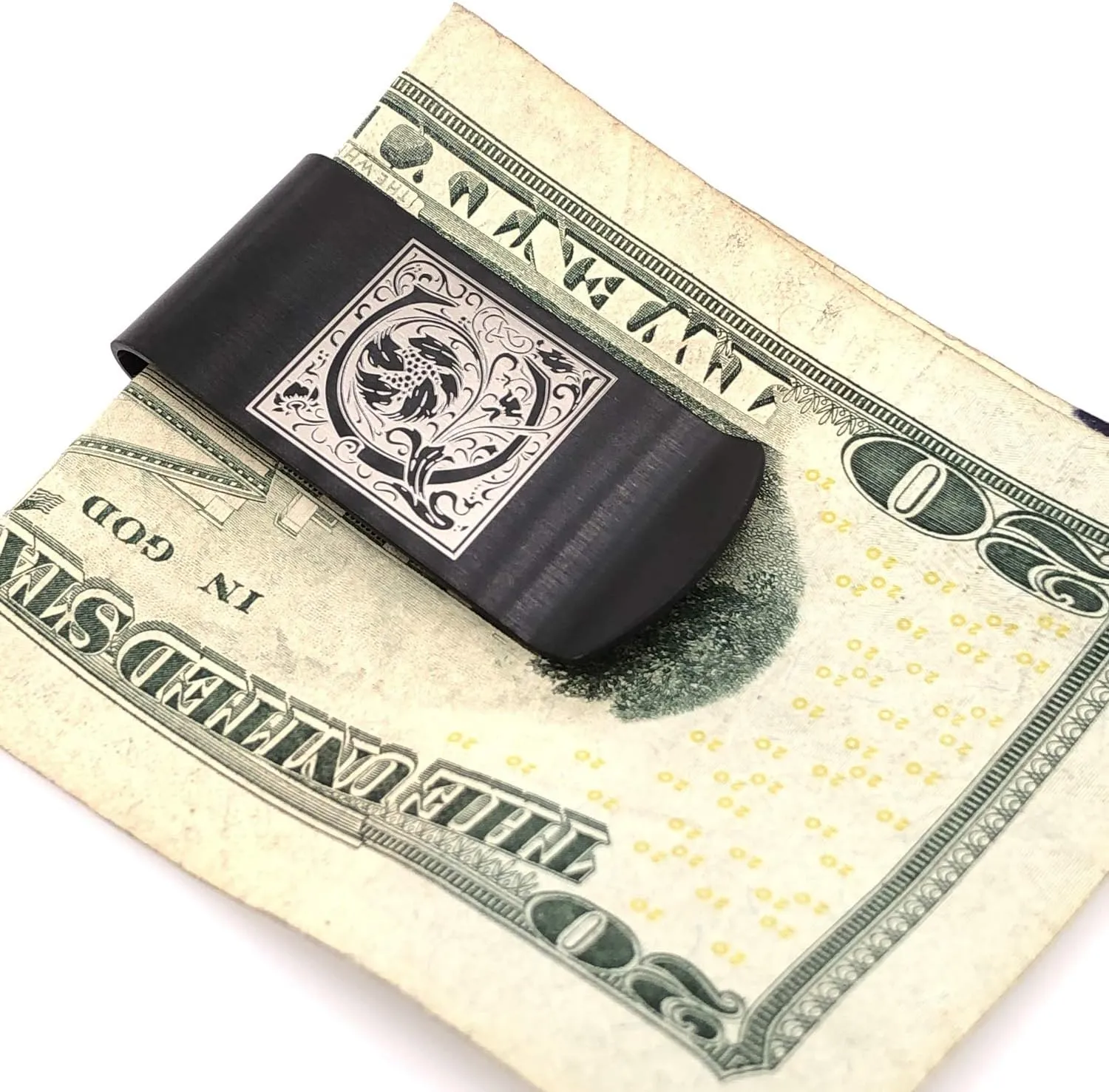 Stainless Steel Money Clip For Men Dad Boy Friend Father Floral Initial Letter Box Monogram Wallet Cash Card Holder