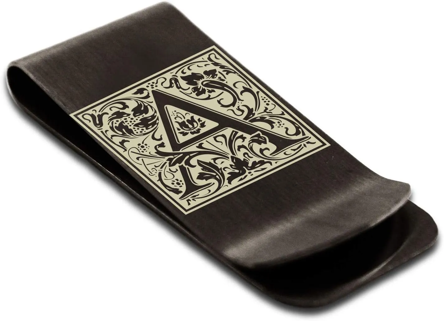 Stainless Steel Money Clip For Men Dad Boy Friend Father Floral Initial Letter Box Monogram Wallet Cash Card Holder