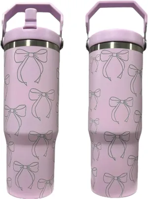 Stainless steel water bottle 40oz cup Longhorn Bottle Bull tumbler Cow gift Western cup Western water bottle (30oz Purple(64)-Bows(F7))