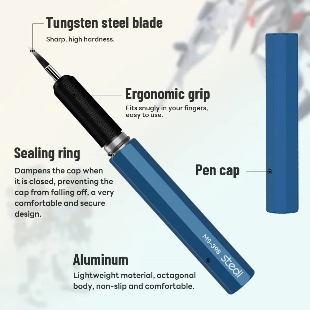 stedi Model Scriber Chisel,Tungsten steel Blades 0.15mm,for Modeling Hobby,RG Scale Model,Gundam Model Kit,for Scribing line, Engraved,Panel line,Resin,Blue