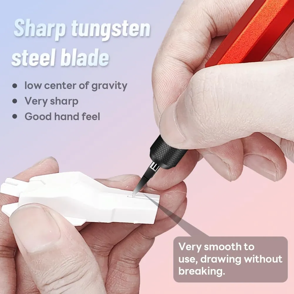 stedi Model Scriber Chisel,Tungsten steel Blades 0.1mm,for Modeling Hobby,RG Scale Model,Gundam Model Kit,for Scribing line, Engraved,Panel line,Resin,Red