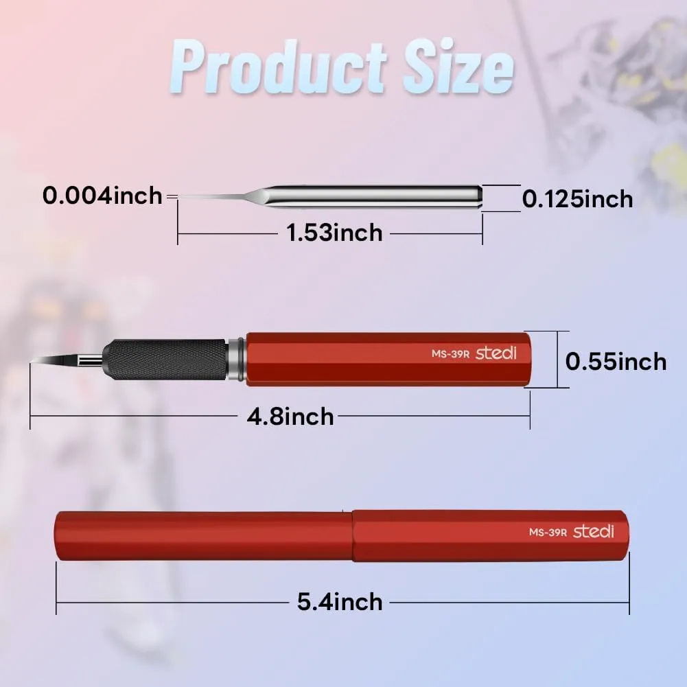 stedi Model Scriber Chisel,Tungsten steel Blades 0.1mm,for Modeling Hobby,RG Scale Model,Gundam Model Kit,for Scribing line, Engraved,Panel line,Resin,Red