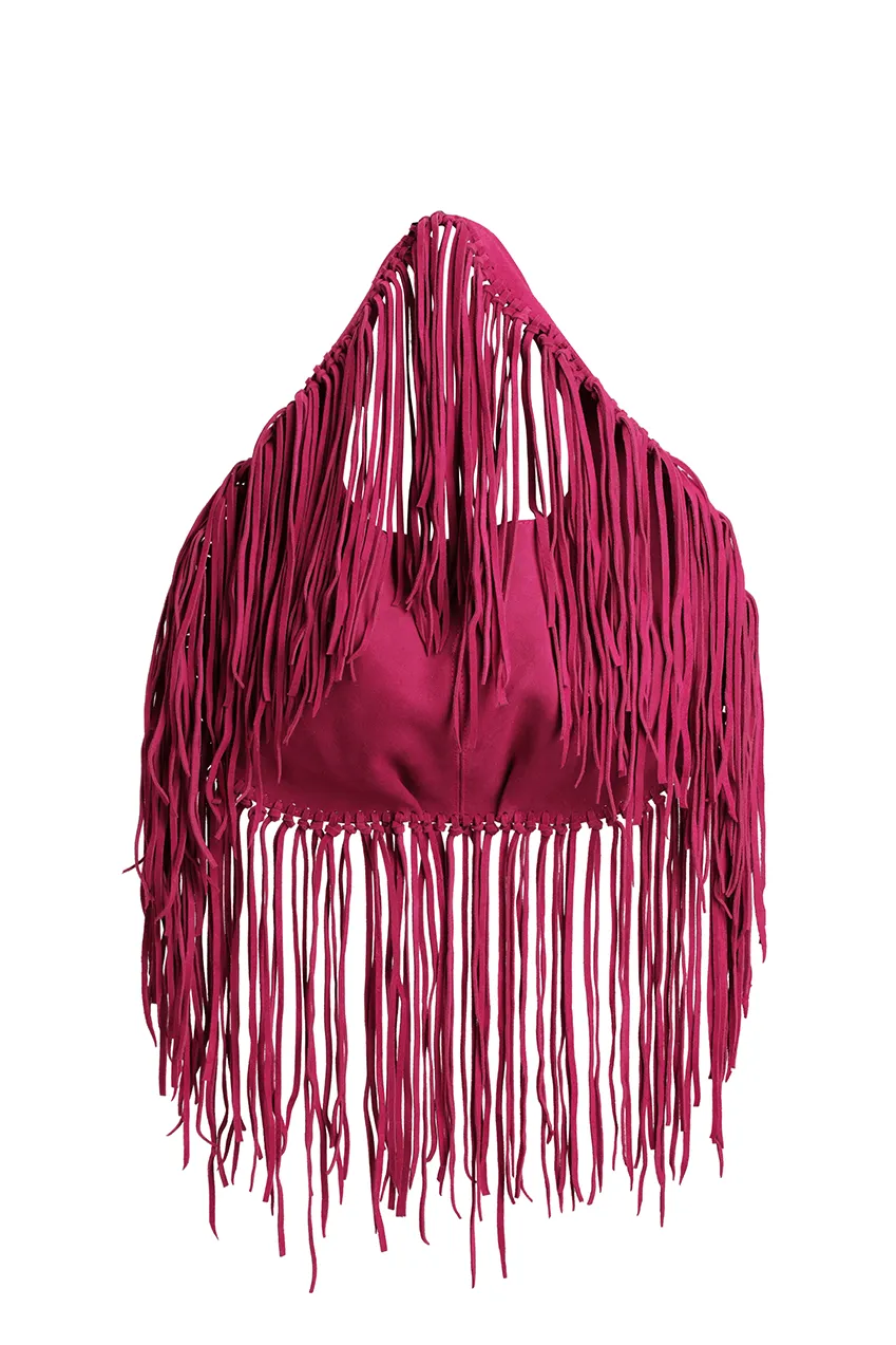 Stella Fringe Bag | Pink Suede