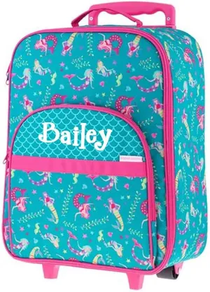 Stephen Joseph Kids Luggage - Personalized Carry On Luggage - Mermaid Travel Bag - All Over Print Rolling Bag with Custom Name