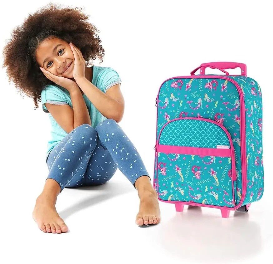 Stephen Joseph Kids Luggage - Personalized Carry On Luggage - Mermaid Travel Bag - All Over Print Rolling Bag with Custom Name