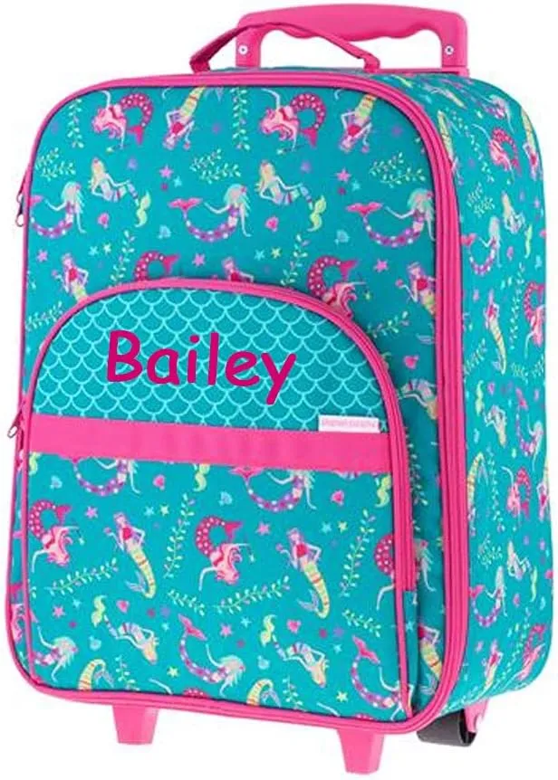 Stephen Joseph Kids Luggage - Personalized Carry On Luggage - Mermaid Travel Bag - All Over Print Rolling Bag with Custom Name