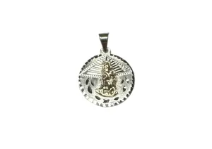 Sterling Silver & 14K Yellow Gold Saint Lazarus "San Lazaro" 21mm (Nickel Size) Medal Pendant