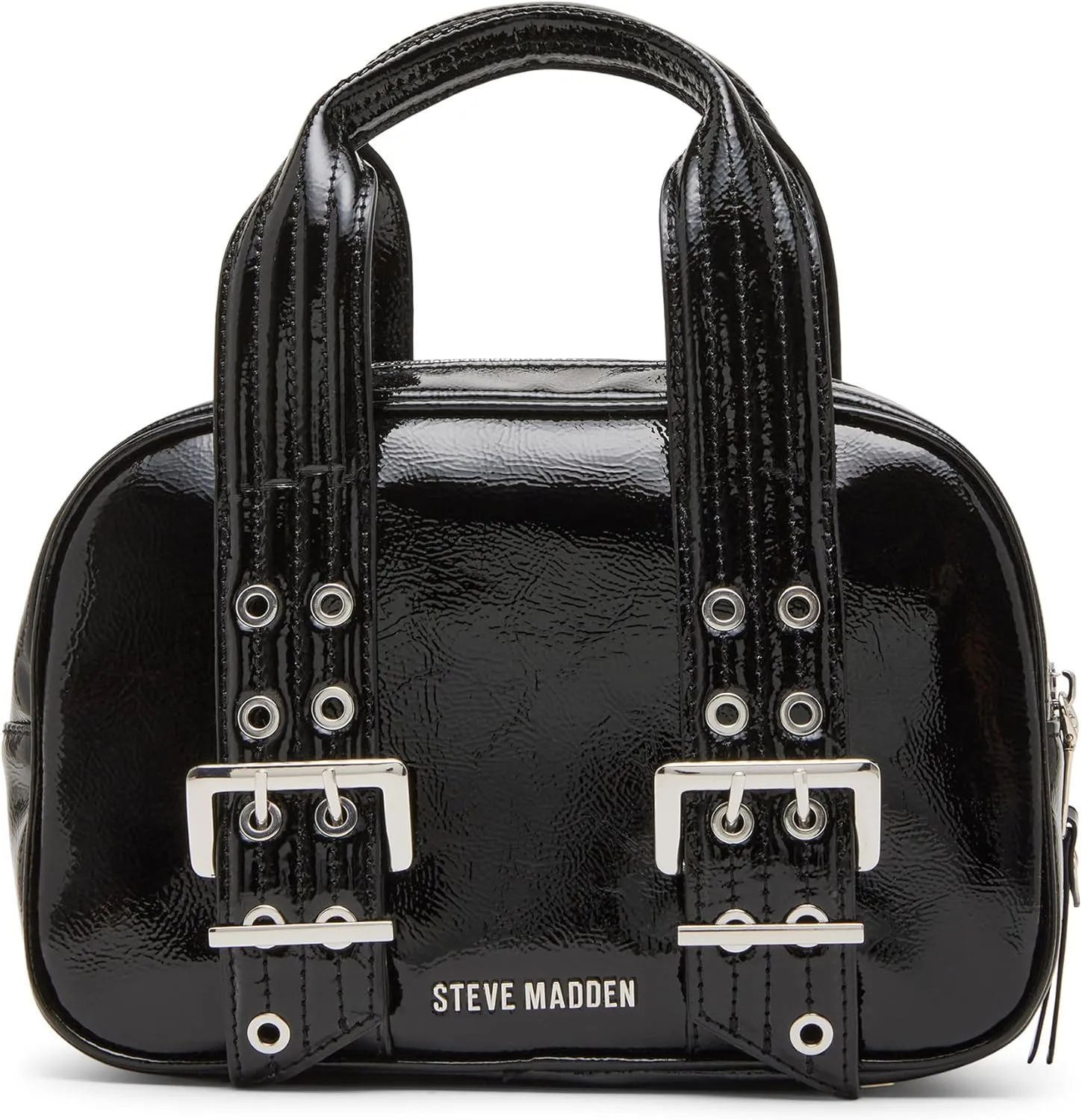 Steve Madden Gretta Top Handle Roller Buckle Satchel, Black