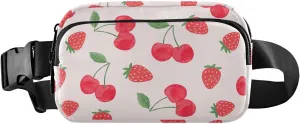 Strawberry and Cherry Fanny Pack Crossbody Bag for Men Women Belt Bag Bum Bag with Adjustable Strap, Fashion Waist Packs for Travel Running Workout