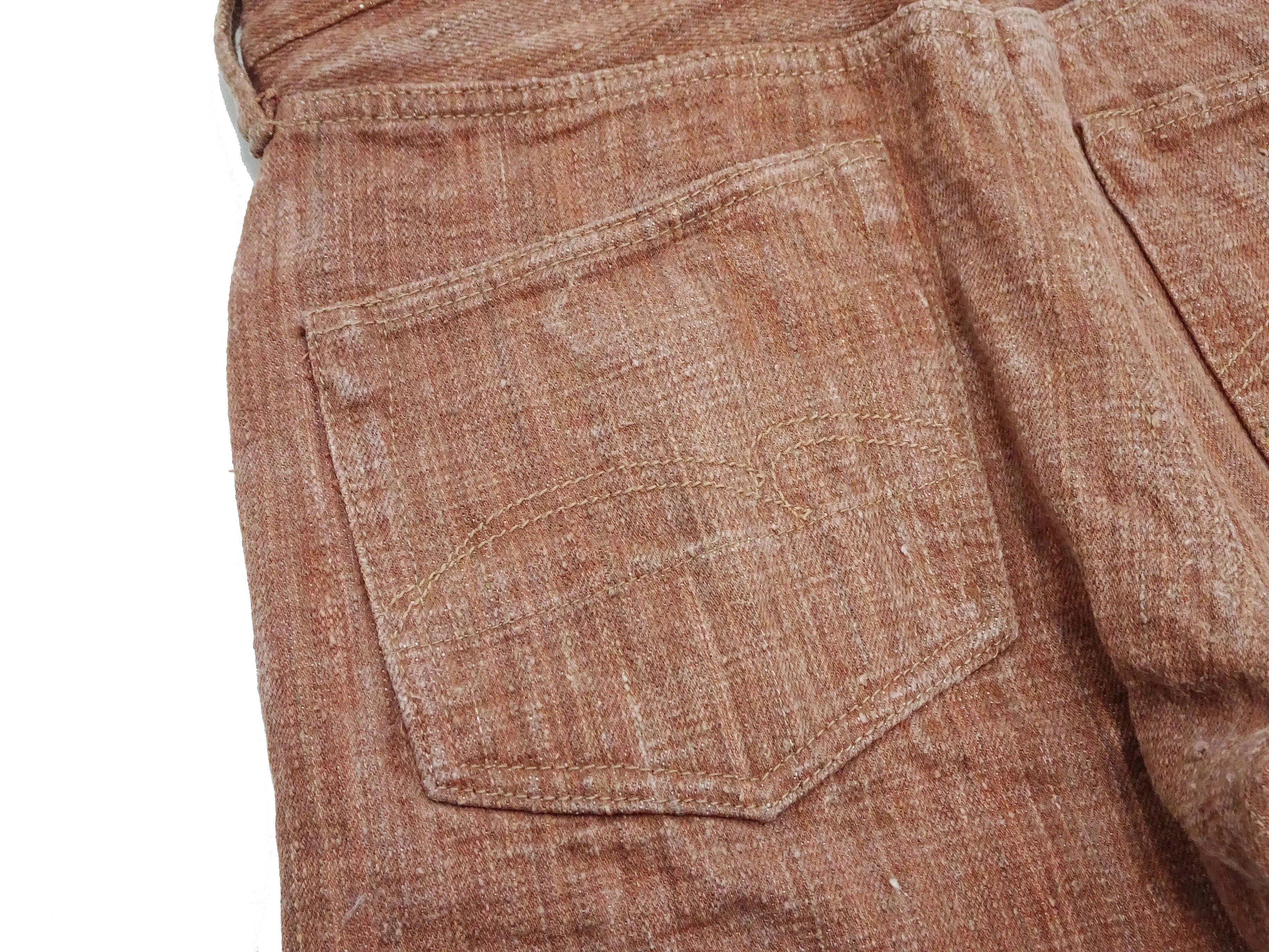 Studio D'artisan Jeans Men's 16oz. Natural Persimmon Tannin-Dyed Slub Denim Jeans Regular Straight Fit Jean Pants SDA SP-110 Reddish-brown One-Wash