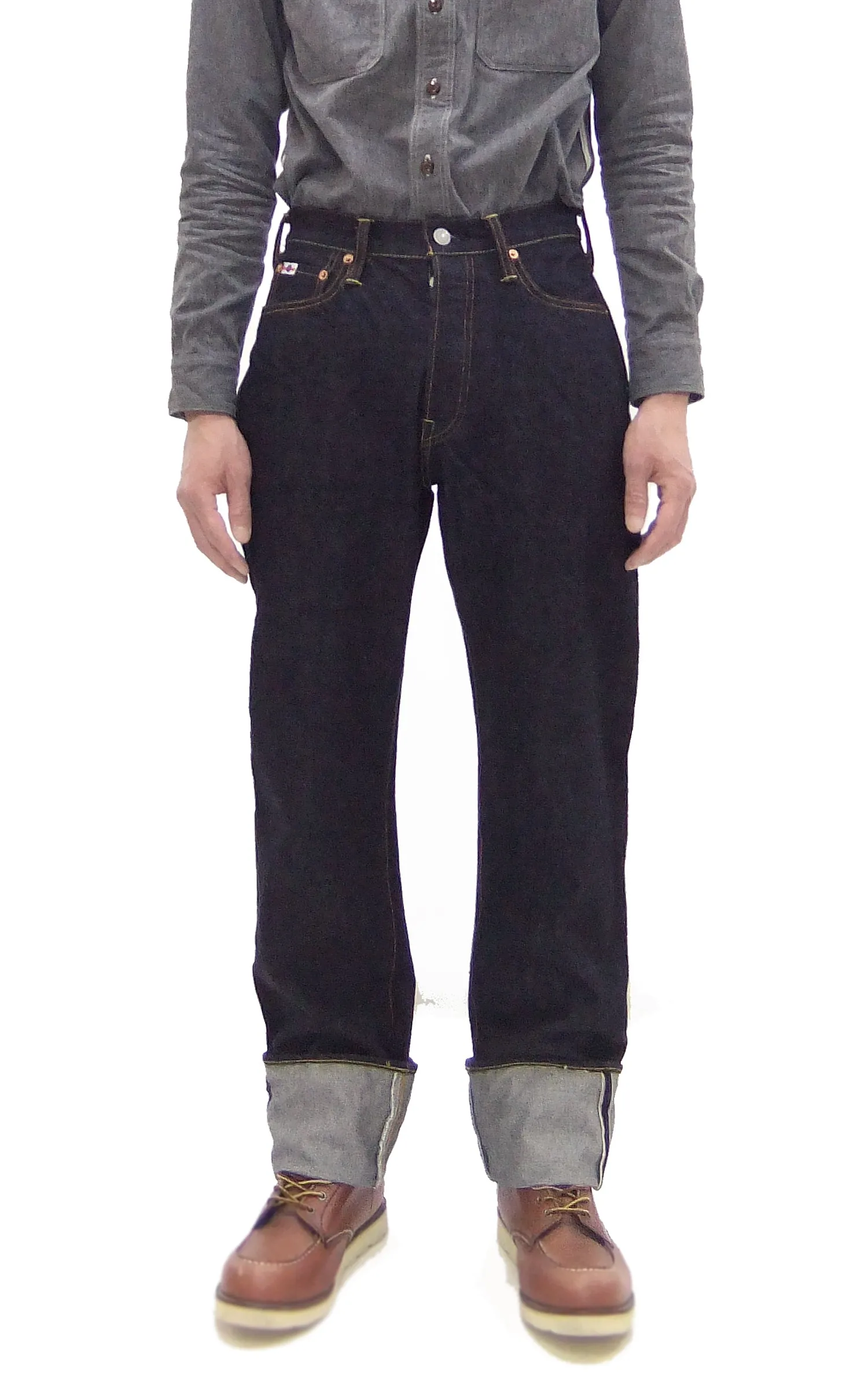 Studio D'artisan Jeans Men's Regular Straight Fit Button-Fly 15oz. Jpanese Selvedge Denim Jean Pants SDA SD-101 One-Wash