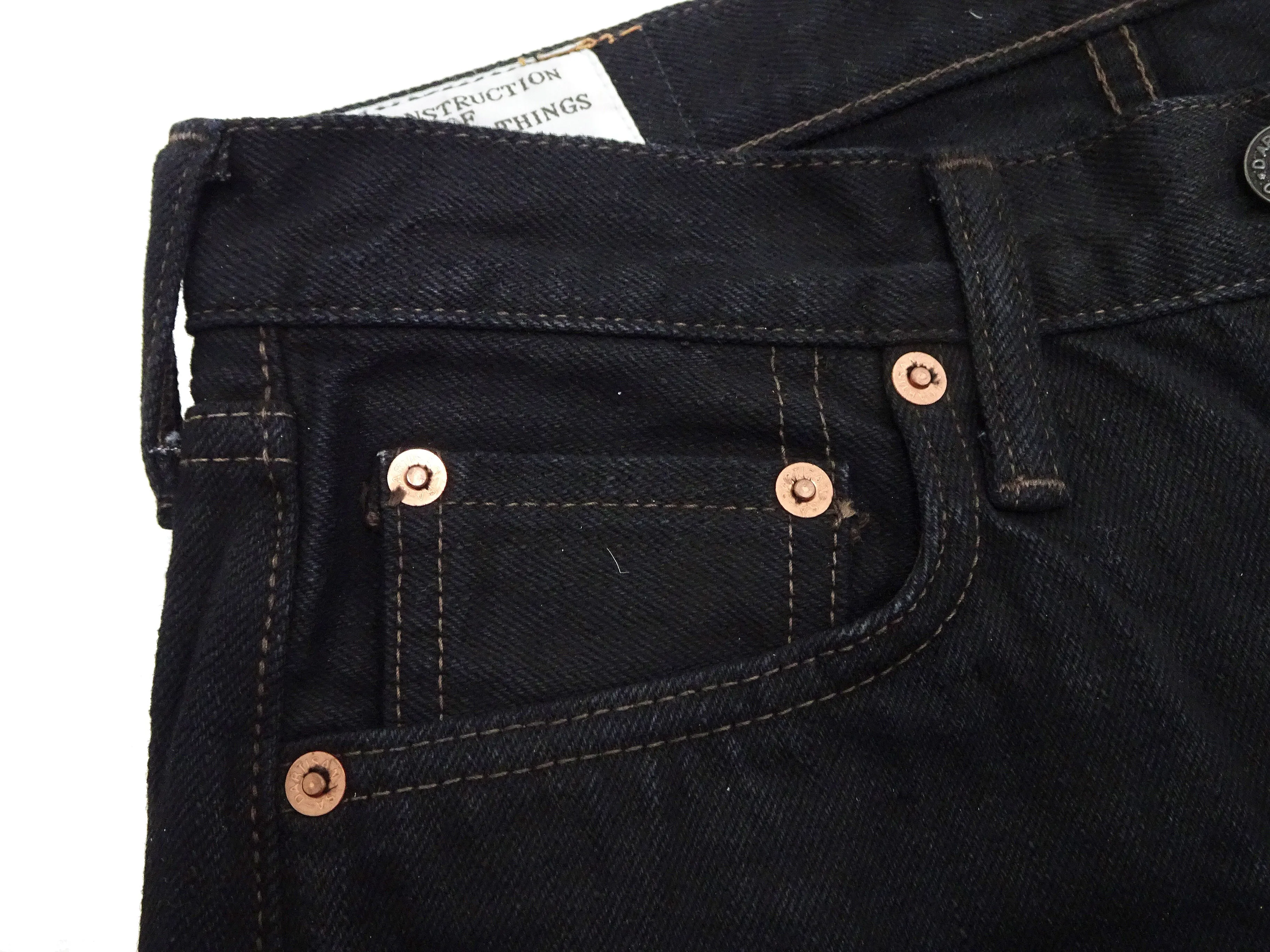 Studio D'artisan Mud-Dyed Black Denim Jeans Men's Regular Straight Fit Button-Fly 18oz. Amami Dorozome Selvedge Denim Pants SP-120 One-Wash