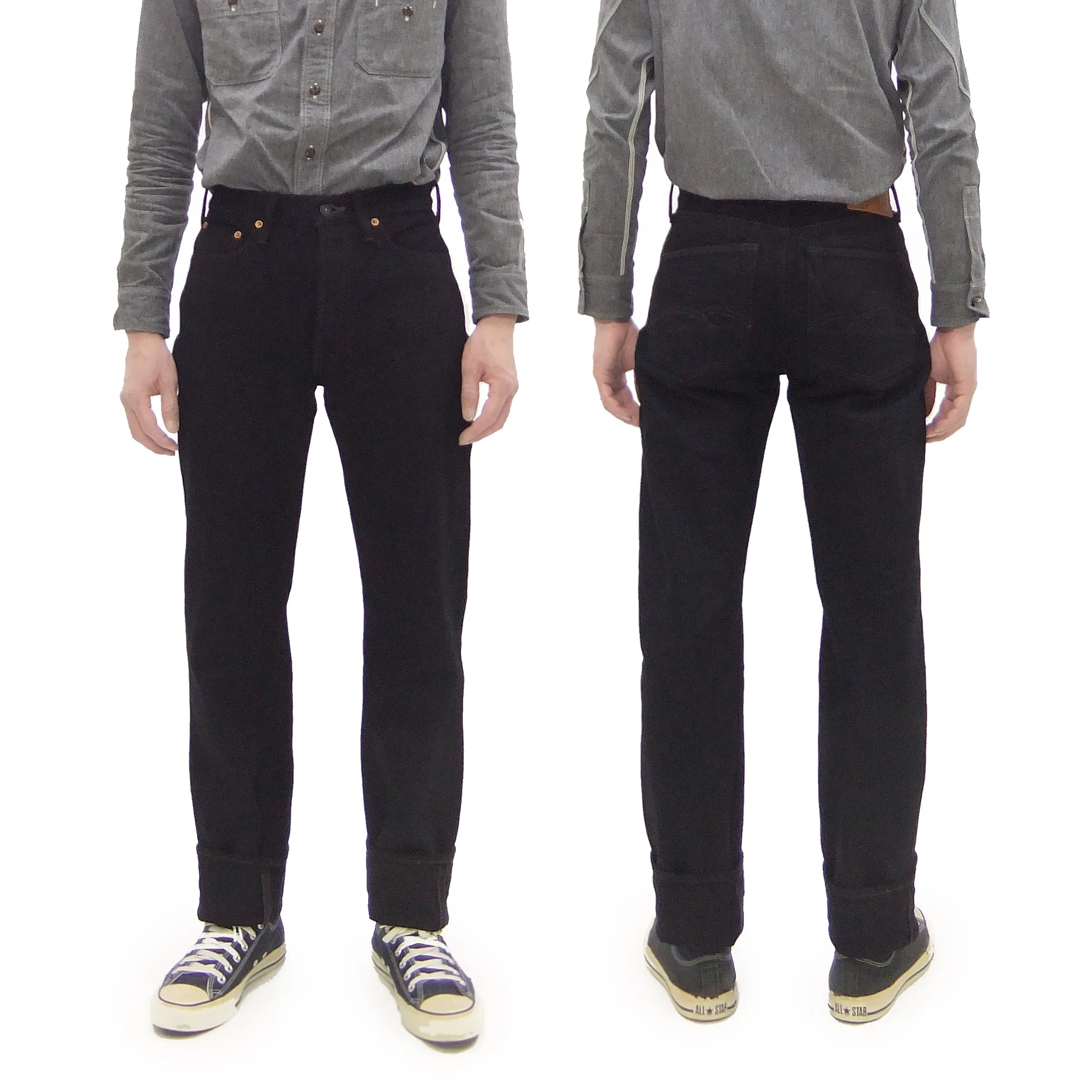 Studio D'artisan Mud-Dyed Black Denim Jeans Men's Regular Straight Fit Button-Fly 18oz. Amami Dorozome Selvedge Denim Pants SP-120 One-Wash