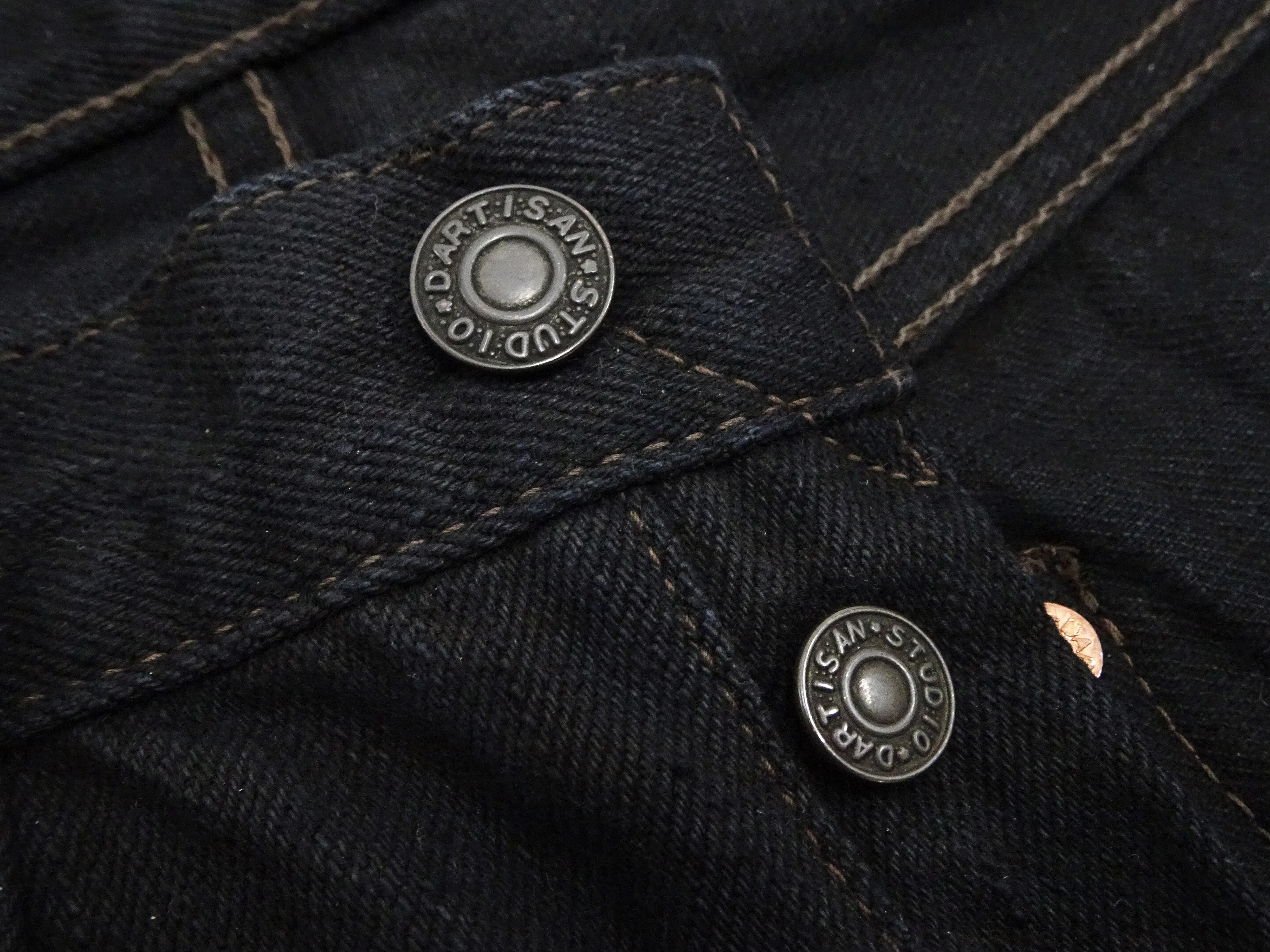 Studio D'artisan Mud-Dyed Black Denim Jeans Men's Regular Straight Fit Button-Fly 18oz. Amami Dorozome Selvedge Denim Pants SP-120 One-Wash