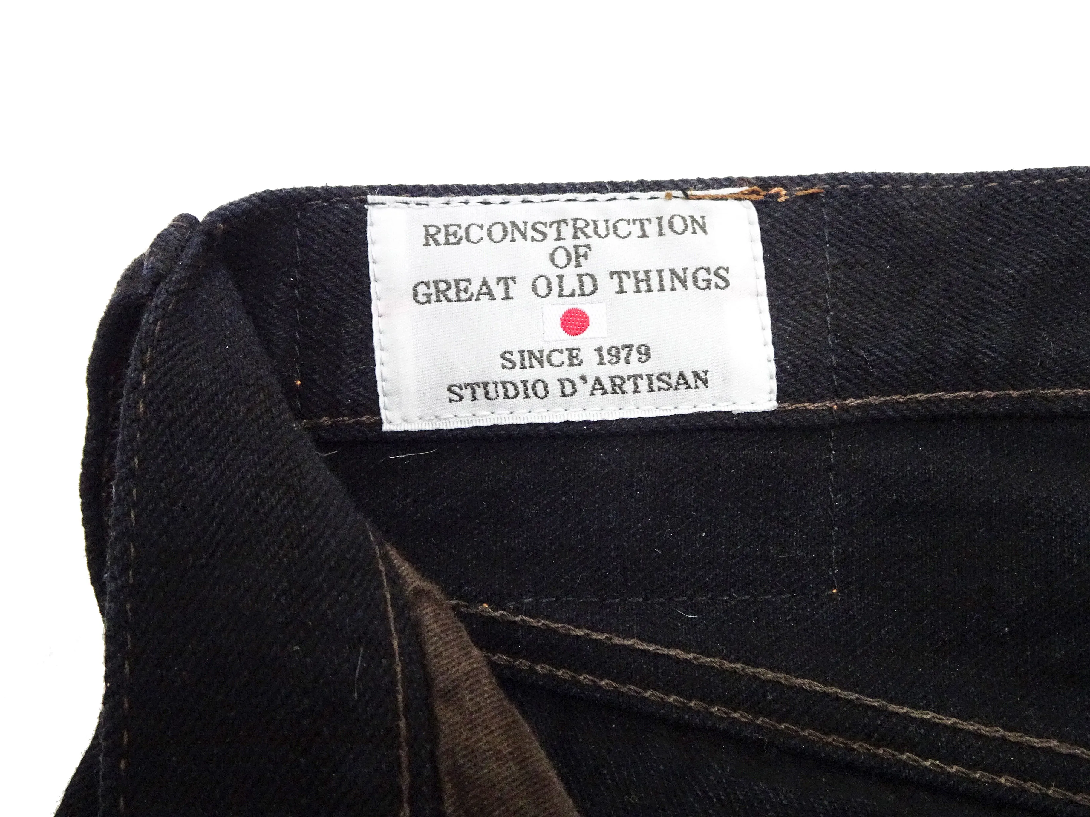 Studio D'artisan Mud-Dyed Black Denim Jeans Men's Regular Straight Fit Button-Fly 18oz. Amami Dorozome Selvedge Denim Pants SP-120 One-Wash
