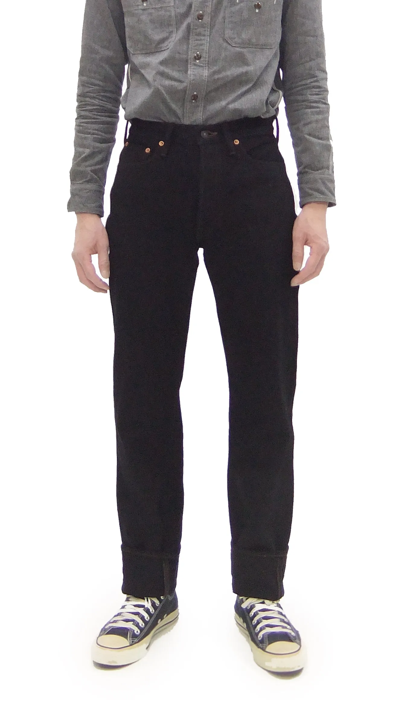 Studio D'artisan Mud-Dyed Black Denim Jeans Men's Regular Straight Fit Button-Fly 18oz. Amami Dorozome Selvedge Denim Pants SP-120 One-Wash