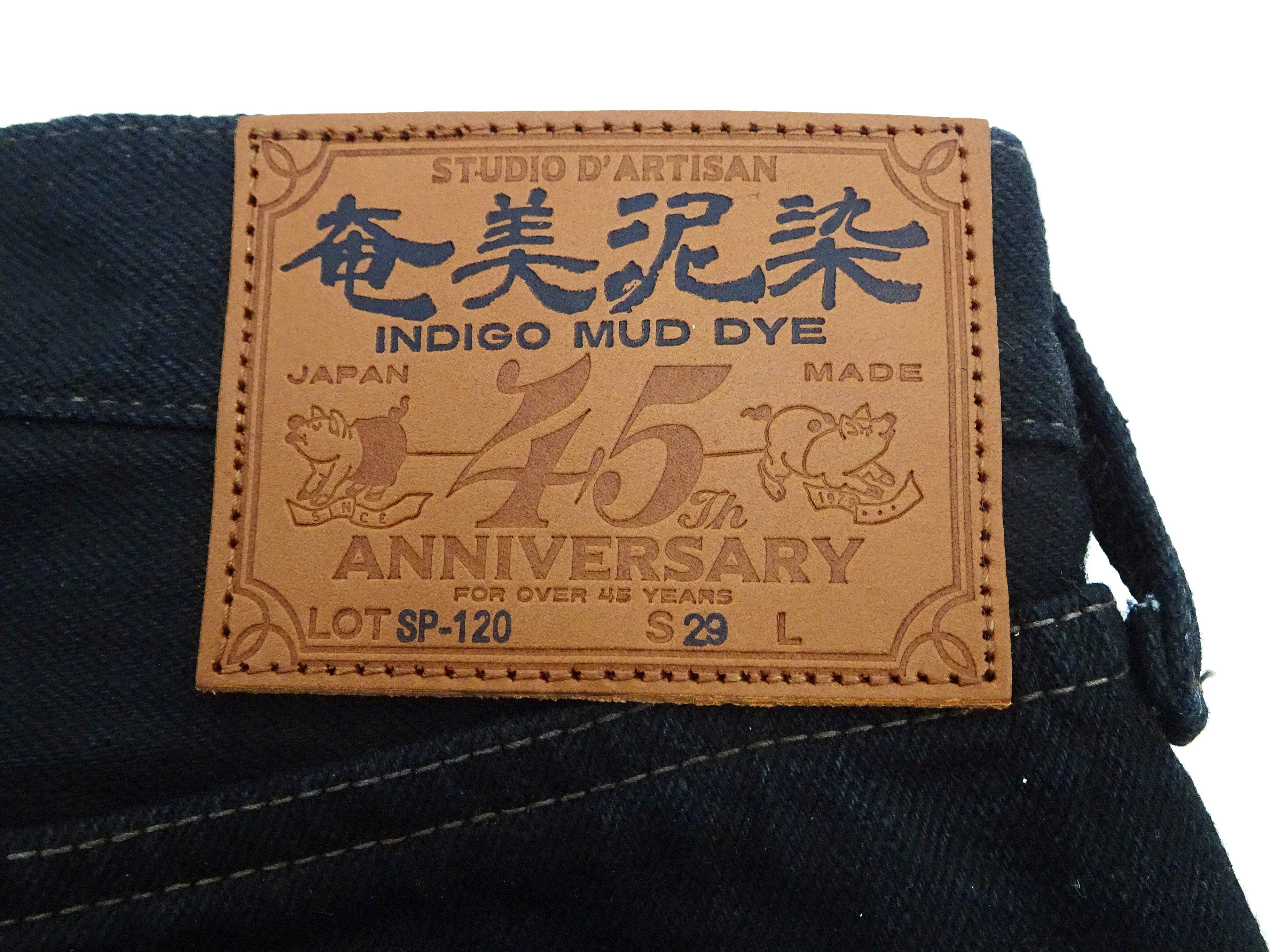 Studio D'artisan Mud-Dyed Black Denim Jeans Men's Regular Straight Fit Button-Fly 18oz. Amami Dorozome Selvedge Denim Pants SP-120 One-Wash