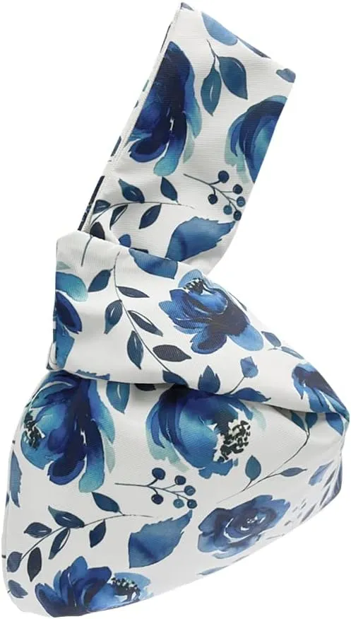 Stylish Cotton Japanese Pattern Wrist Bag Sleeve Knot Pouch Portable Canvas Tote Purse for Female, Women
