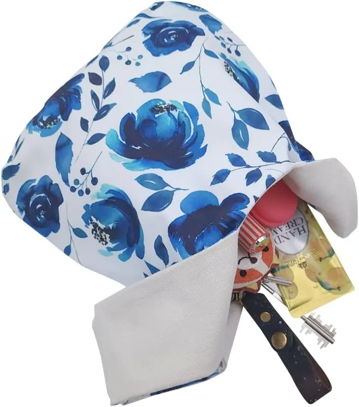 Stylish Cotton Japanese Pattern Wrist Bag Sleeve Knot Pouch Portable Canvas Tote Purse for Female, Women